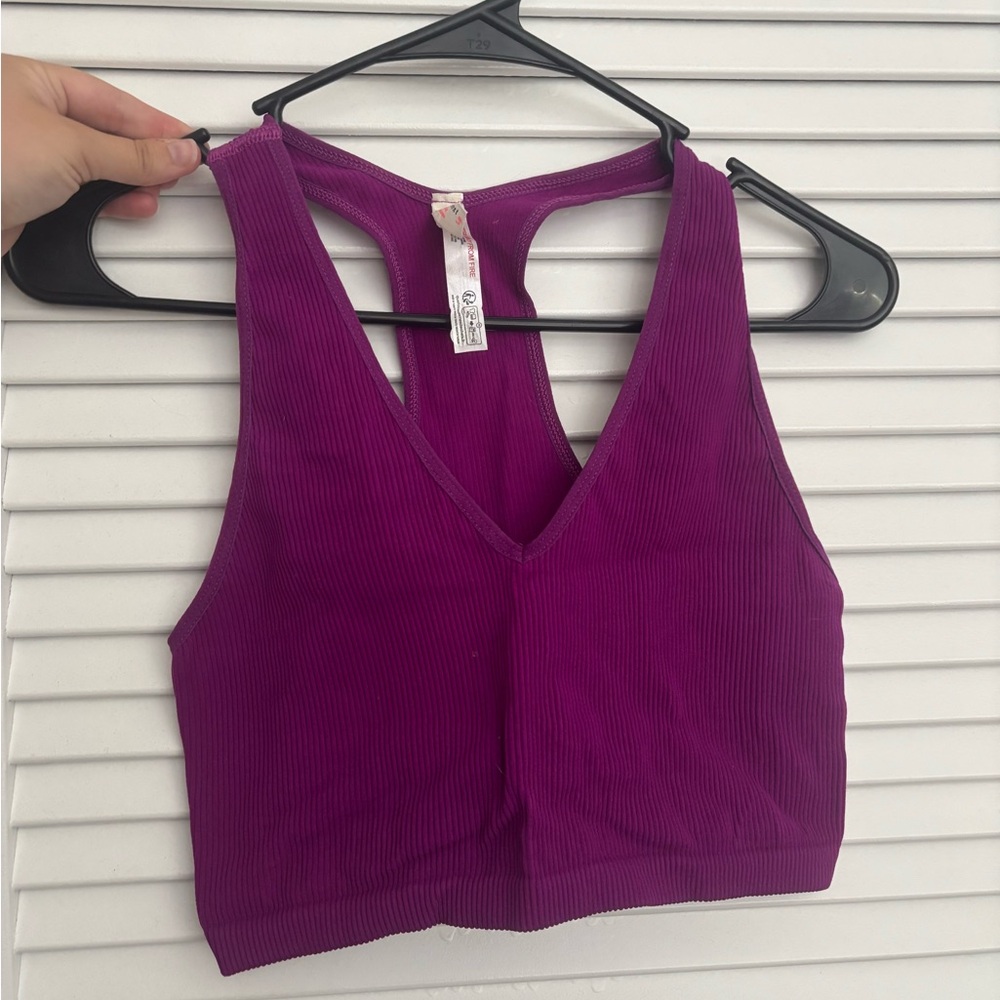 Free People Movement Purple Ribbed Cropped Tank Top